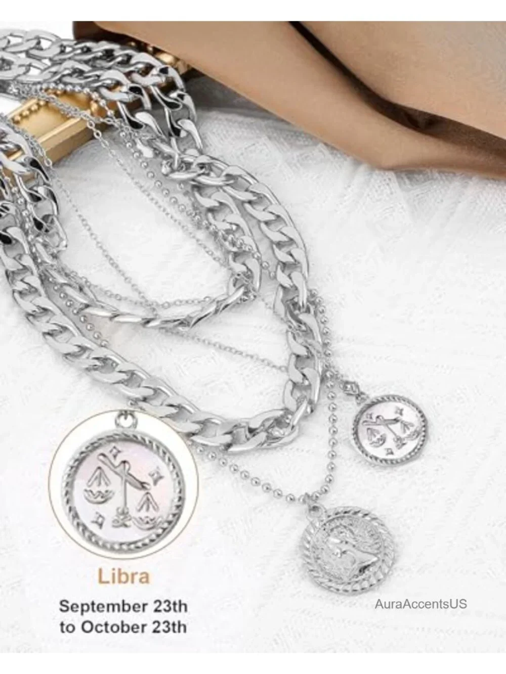 3 Piece Layered Coin Pendant Necklace Set for Women Retro Chunky Chain